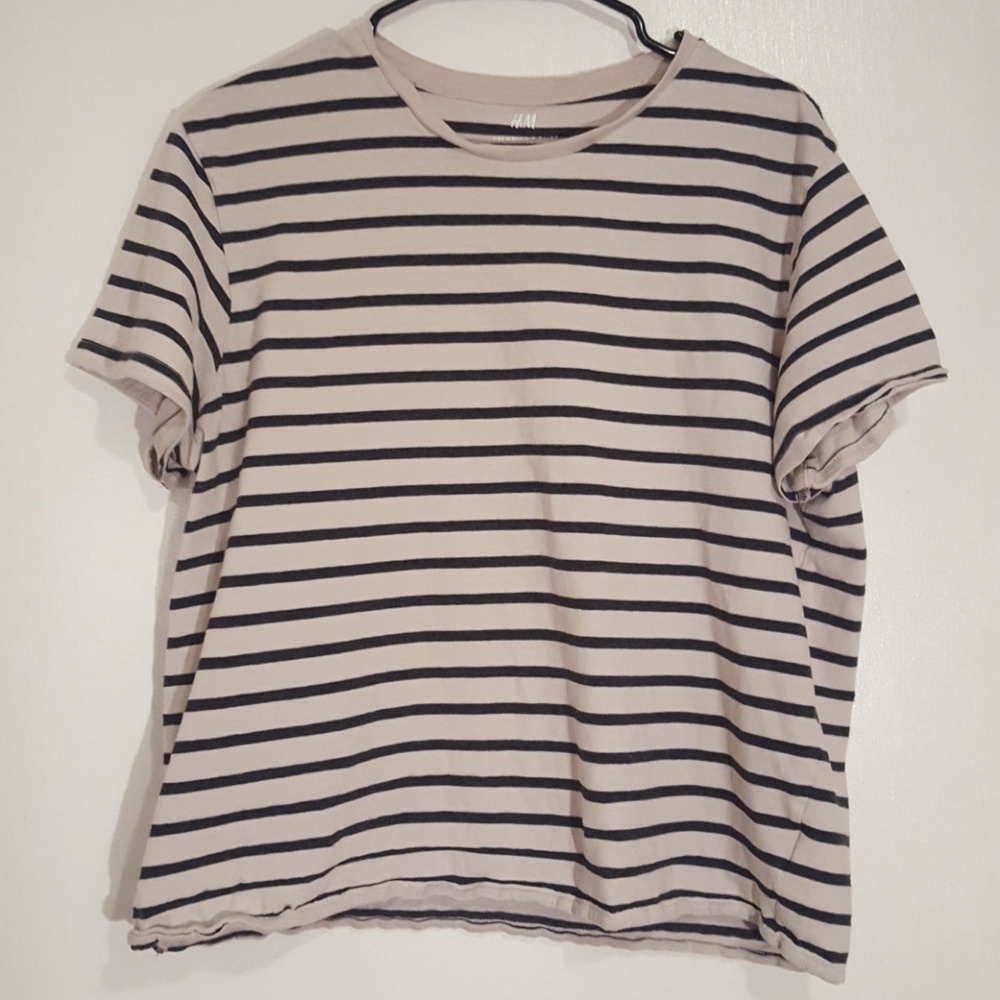 H&M Striped Crew Neck Tee Reg Fit